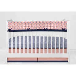 Bacati - Olivia Coral Navy 6 Pc Crib Bedding Set With Long Rail Guard Cover -Baby Furniture Store GUEST 8964736b 7d80 44fc ac2a fe555872455d