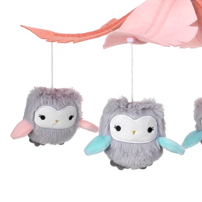 Lambs & Ivy Sweet Owl Dreams Gray/Pink Musical Baby Crib Mobile Soother Toy 3 Lambs & Ivy Sweet Owl Dreams Gray/Pink Musical Baby Crib Mobile Soother Toy