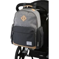 Eddie Bauer Bridgeport Places & Spaces Back Pack Diaper Bag - Gray With Tan -Baby Furniture Store GUEST 8aa43aab ab5d 4fc4 8e79 138adbfdc636