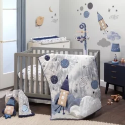 Lambs & Ivy Sky Rocket Blue Stars/Galaxy/Space 100% Cotton Fitted Crib Sheet -Baby Furniture Store GUEST 8fb9d165 80ff 4cb2 a00f e924595efdf3