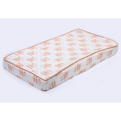 Bacati - Olivia Coral Feathers Quilted Muslin Changing Pad Cover 9 Bacati - Olivia Coral Feathers Quilted Muslin Changing Pad Cover - Image 7