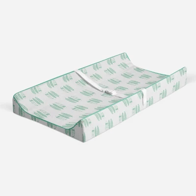 Bacati - Noah Mint Feathers Quilted Muslin Changing Pad Cover 3 Bacati - Noah Mint Feathers Quilted Muslin Changing Pad Cover