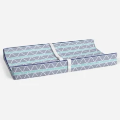Bacati - Liam Aqua/Navy Large Triangles Quilted Muslin Changing Pad Cover -Baby Furniture Store GUEST 9364820a 3aee 45af ba4f c60fb05bf260
