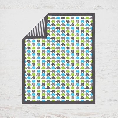 Bacati - Elephants Aqua/Lime/Gray 4 Pc Crib Bedding Set With Diaper Caddy 5 Bacati - Elephants Aqua/Lime/Gray 4 Pc Crib Bedding Set With Diaper Caddy - Image 3