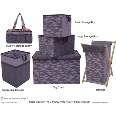 Bacati - Clouds In The City White/Gray Collapsible Laundry Hamper 6 Bacati - Clouds In The City White/Gray Collapsible Laundry Hamper - Image 4
