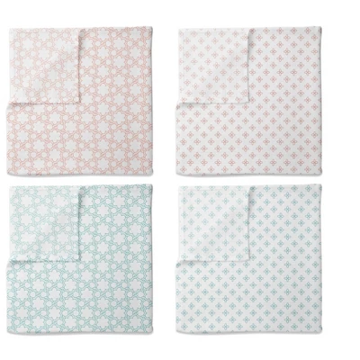 Bacati - Petals/Floral Muslin Swaddling Blankets Set Of 4 Aqua/Coral 3 Bacati - Petals/Floral Muslin Swaddling Blankets Set Of 4 Aqua/Coral