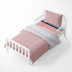 Bacati - Olivia Coral Navy 4 Pc Toddler Bedding Set -Baby Furniture Store GUEST 9803519f 70bd 44d3 abea c918bffa71ab