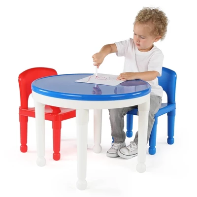 3pc Round Plastic Construction Table With 2 Chairs And Cover Blue/Red/White - Humble Crew 7 3pc Round Plastic Construction Table With 2 Chairs And Cover Blue/Red/White - Humble Crew - Image 5