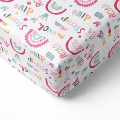 Bacati - Little Dino Girls Fuchsia/Aqua Muslin 6 Pc Crib Bedding Set With Crib Musical Mobile -Baby Furniture Store GUEST a3e970a3 3d38 47a1 9dc6 771723a9dc10