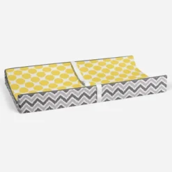 Bacati - Ikat Zigzag Yellow Dots Muslin Changing Pad Cover -Baby Furniture Store GUEST a62a9fe7 d4f6 47d4 b8d4 e4feefc45aed