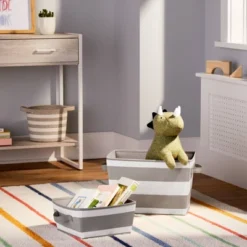Canvas Striped Kids' Bin - Pillowfort™ -Baby Furniture Store GUEST aaace308 619c 404c a877 e776e04da934