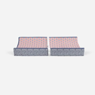 Bacati - Olivia Printed Dot/Cross Coral/Navy Quilted Changing Pad Cover 7 Bacati - Olivia Printed Dot/Cross Coral/Navy Quilted Changing Pad Cover - Image 5