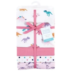 Hudson Baby Infant Girl Cotton Flannel Receiving Blankets, CuteASaurus, One Size