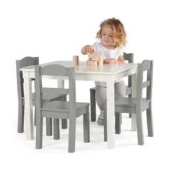 5pc Kids' Wood Table And Chair Set White/Gray - Humble Crew -Baby Furniture Store GUEST b250b1e5 b6d0 4843 bd95 97df8b0d8c7e