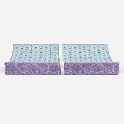 Bacati - Isabella Paisley Aqua/Lilac/Purple Floret Changing Pad Cover 7 Bacati - Isabella Paisley Aqua/Lilac/Purple Floret Changing Pad Cover - Image 5