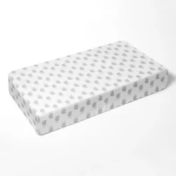 Bacati - Elephants Gray Muslin 100 Percent Cotton Universal Baby US Standard Crib Or Toddler Bed Fitted Sheet