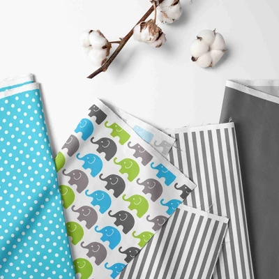 Bacati - Elephants Aqua/Lime/Gray 3 Pc Crib Bedding Set 3 Bacati - Elephants Aqua/Lime/Gray 3 Pc Crib Bedding Set