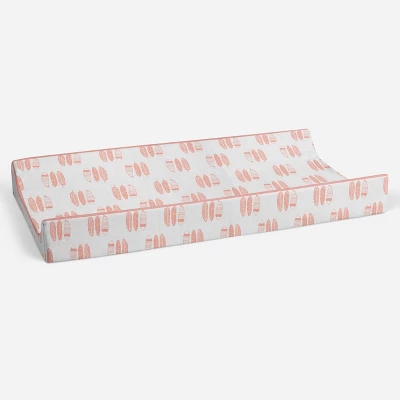 Bacati - Olivia Coral Feathers Quilted Muslin Changing Pad Cover 4 Bacati - Olivia Coral Feathers Quilted Muslin Changing Pad Cover - Image 2
