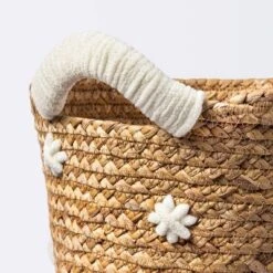 Braided Water Hyacinth With Tufted Embroidery Medium Round Storage Basket - Cloud Island™ -Baby Furniture Store GUEST d3aa7745 8266 462c b6af b2695489dd84
