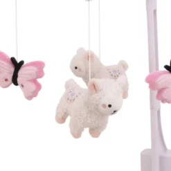 Little Love By NoJo Sweet Llama And Butterflies Musical Mobile - Pink And White