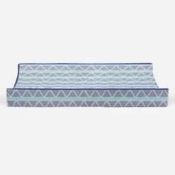 Bacati - Liam Aqua/Navy Large Triangles Quilted Muslin Changing Pad Cover -Baby Furniture Store GUEST d59126e7 53c3 4f24 90e8 1a4fcaef8429