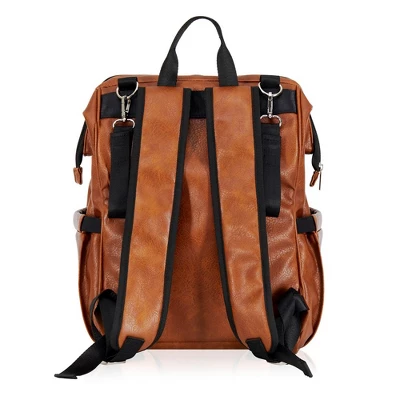 Hannah & Sophia Soho Large Traverse Baby Diaper Bag Backpack In Cognac, Water Resistant Changing Pad & Mini Mom Tote Included, Brown 6 Hannah & Sophia Soho Large Traverse Baby Diaper Bag Backpack In Cognac, Water Resistant Changing Pad & Mini Mom Tote Included, Brown - Image 4