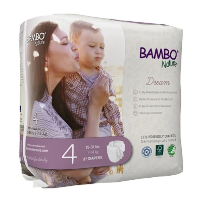 Bambo Nature Baby Diapers, Heavy Absorbency, Eco-Friendly, Size 4, 27 Count, 3 Packs, 81 Total 4 Bambo Nature Baby Diapers, Heavy Absorbency, Eco-Friendly, Size 4, 27 Count, 3 Packs, 81 Total - Image 2