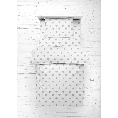 Bacati - Star Gray Ikat Muslin 4pc Toddler Bedding Set 5 Bacati - Star Gray Ikat Muslin 4pc Toddler Bedding Set - Image 3