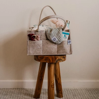 Parker Baby Co. Felt Diaper Caddy Regular - Oatmeal 4 Parker Baby Co. Felt Diaper Caddy Regular - Oatmeal - Image 2