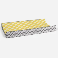 Bacati - Ikat Zigzag Yellow Dots Muslin Changing Pad Cover -Baby Furniture Store GUEST e07ee59a 834a 4192 a275 276dbd2ce664