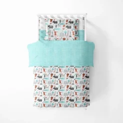 Bacati - Safari Animals Aqua Orange Gray 3 Pc Toddler Bed Sheet Set -Baby Furniture Store GUEST e28562ce e123 440c b390 5e7d631133fa