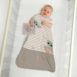 Lambs & Ivy Star Wars Mandalorian Baby Yoda Wearable Blanket/Lovey Gift Set 2pc