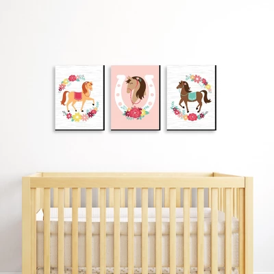 Big Dot Of Happiness Run Wild Horses - Floral Pony Nursery Wall Art And Kids Room Decor - 7.5 X 10 Inches - Set Of 3 Prints 3 Big Dot Of Happiness Run Wild Horses - Floral Pony Nursery Wall Art And Kids Room Decor - 7.5 X 10 Inches - Set Of 3 Prints