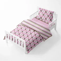 Bacati - Mod Dots Stripes Pink Fuschia Beige Chocolate 4 Pc Toddler Bedding Set -Baby Furniture Store GUEST e9f4ad25 86cc 418b a6f0 04580905756f