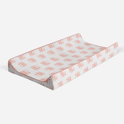 Bacati - Olivia Coral Feathers Quilted Muslin Changing Pad Cover 8 Bacati - Olivia Coral Feathers Quilted Muslin Changing Pad Cover - Image 6