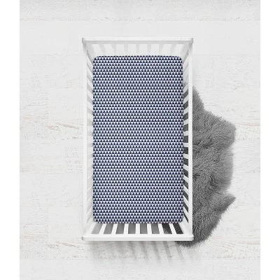 Bacati - Navy Triangles Muslin 100 Percent Cotton Universal Baby US Standard Crib Or Toddler Bed Fitted Sheet 4 Bacati - Navy Triangles Muslin 100 Percent Cotton Universal Baby US Standard Crib Or Toddler Bed Fitted Sheet - Image 2