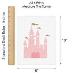 Big Dot Of Happiness Little Princess Crown - Unframed Pink & Gold Castle Nursery And Kids Room Linen Paper Wall Art - Set Of 4 Artisms - 8 X 10 Inches -Baby Furniture Store GUEST ed81874f c4e8 4d66 a617 c2f6c22a0f64