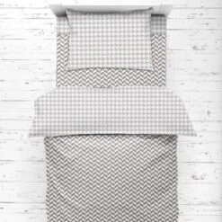 Bacati - Houndstooth/Herringbone Gray Unisex Muslin 4 Pc Toddler Bedding Set -Baby Furniture Store GUEST ed87f6ef 789b 4a07 b0dd a28fa78085d2