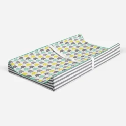 Bacati - Elephants Mint/Yellow/Gray Elephants Changing Pad Cover -Baby Furniture Store GUEST ee7e25ca 4ae8 4ac5 81ff dd6b3cd388ad