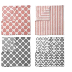 Bacati - Ikat Dots Stripes Coral Grey Girls 10 Pc Crib Set With 2 Crib Fitted Sheets 4 Muslin Swaddling Blankets -Baby Furniture Store GUEST f08736f6 6b7d 4a6c 8585 da0e041064a5