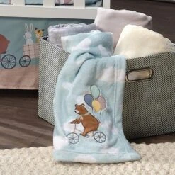 Bedtime Originals Up Up & Away Bear/Balloon/Cloud Soft Blue Fleece Baby Blanket -Baby Furniture Store GUEST f20e8281 1a4a 4938 b9e5 235e33f6ad6f