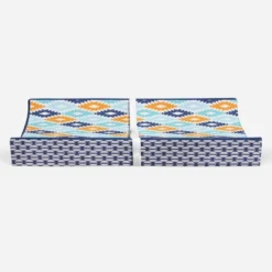 Bacati - Liam Printed Kilim Aqua/Orange/Navy Quilted Changing Pad Cover -Baby Furniture Store GUEST f410e398 1867 43b3 8736 c8bced72b1a2
