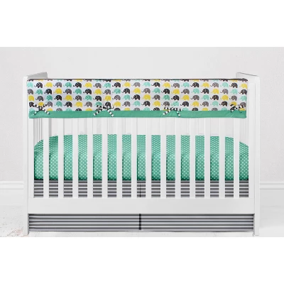 Bacati - Elephants Mint/Yellow/Gray 10 Pc Crib Bedding Set With Long Rail Guard Cover 9 Bacati - Elephants Mint/Yellow/Gray 10 Pc Crib Bedding Set With Long Rail Guard Cover - Image 7