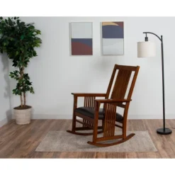 Gift Mark Mission Style Adult Rocking Chair With Brown Faux Leather Seat -Baby Furniture Store GUEST fabbe03c 166a 444d 92fc 0ef7be850a0b