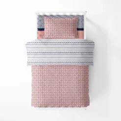 Bacati - Olivia Coral Navy 4 Pc Toddler Bedding Set -Baby Furniture Store GUEST fd552602 0520 4f83 baee 01b2cb939b48