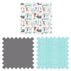 Bacati - Jungle Safari Aqua Orange Gray 4 Pc Cotton Crib Bedding Set With Diaper Caddy -Baby Furniture Store GUEST fd5eaec1 ac74 443a b360 1e8df1322248