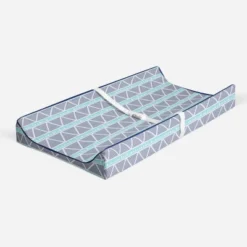 Bacati - Liam Aqua/Navy Large Triangles Quilted Muslin Changing Pad Cover